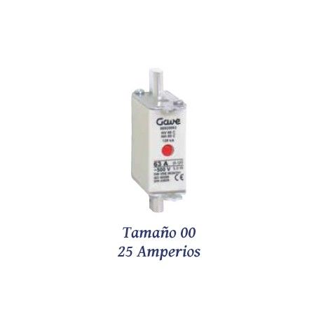 FUSIBLE DE CUCHILLA NH 25 AMPERIOS TAMAÑO 00 CURVA DE FUSION gG