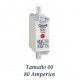 FUSIBLE DE CUCHILLA NH 80 AMPERIOS TAMAÑO 00 CURVA DE FUSION gG