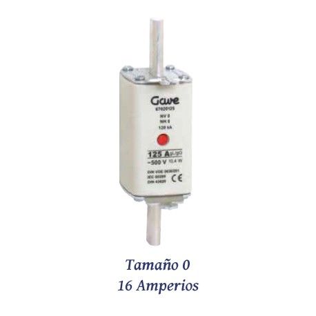 FUSIBLE DE CUCHILLA NH 16 AMPERIOS TAMAÑO 0 CURVA DE FUSION gG