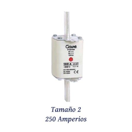 FUSIBLE DE CUCHILLA NH 250 AMPERIOS TAMAÑO 2 CURVA DE FUSION gG