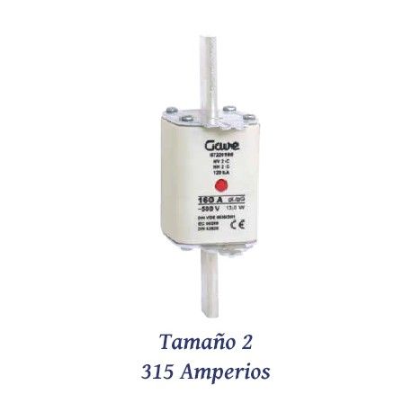 FUSIBLE DE CUCHILLA NH 315 AMPERIOS TAMAÑO 2 CURVA DE FUSION gG