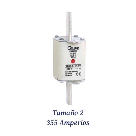 FUSIBLE DE CUCHILLA NH 355 AMPERIOS TAMAÑO 2 CURVA DE FUSION gG
