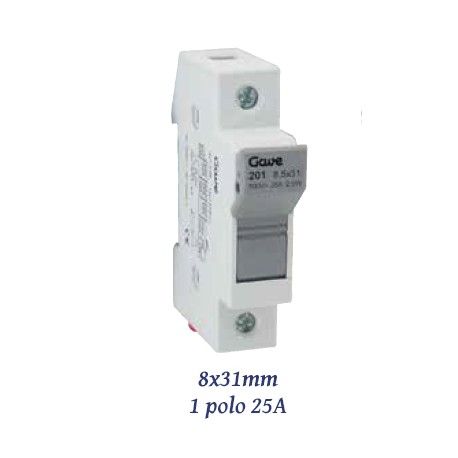 BASE PORTAFUSIBLES TAMAÑO 00 PARA FUSIBLES DE 8X31MM 1P 25A