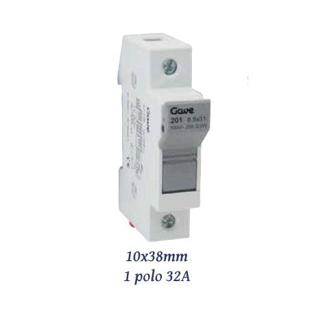 BASE PORTAFUSIBLES TAMAÑO 0 PARA FUSIBLES DE 10X38MM 1P 32A