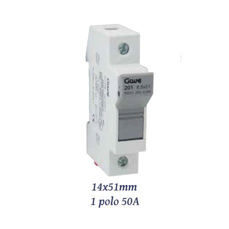 BASE PORTAFUSIBLES TAMAÑO 1 PARA FUSIBLES DE 14X51MM 1P 50A
