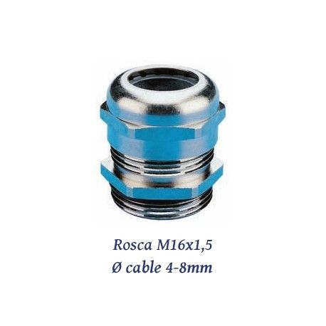 PRENSAESTOPA M16X1,5 DE LATON 4-8MM LIBRE HALOGENOS IP68 JUNTA CLOROPRENO