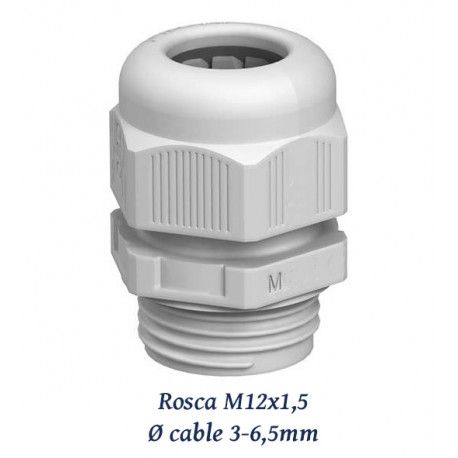 PRENSAESTOPA M12X1,5 DE POLIAMIDA 3-6,5MM LIBRE HALOGENOS IP68 JUNTA NEOPRENO
