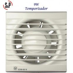 EXTRACTOR DE BAÑO BLANCO 9W Y TEMPORIZADOR S&P EDM-80 NT