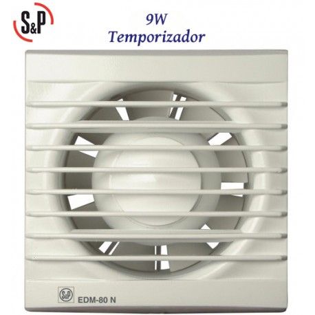 EXTRACTOR DE BAÑO BLANCO 9W Y TEMPORIZADOR S&P EDM-80 NT