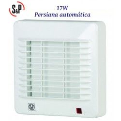 EXTRACTOR DE BAÑO BLANCO 17W Y PERSIANA AUTOMATICA S&P EDM-100 C