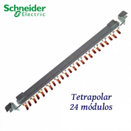 PEINE DE CONEXION BIPOLAR 24 MODULOS 4P 100A SCHNEIDER A9XPH424