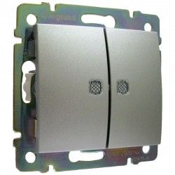 INTERRUPTOR DOBLE LUMINOSO ALUMINIO LEGRAND VALENA 770128