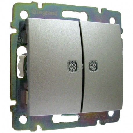 INTERRUPTOR DOBLE LUMINOSO ALUMINIO LEGRAND VALENA 770128