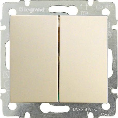 PULSADOR DOBLE 1P 10A MARFIL LEGRAND VALENA 774118