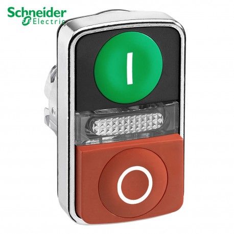 CABEZA DE PULSADOR DOBLE LUMINOSO VERDE RASANTE/ROJO SALIENTE 22MM DE DIAMETRO SCHNEIDER ZB4BW7A1720