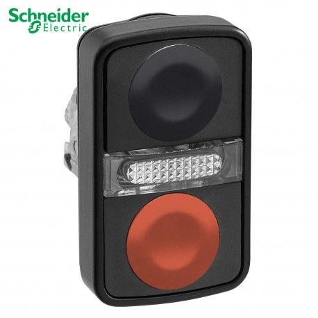 CABEZA DE PULSADOR DOBLE LUMINOSO NEGRO-ROJO RASANTE 22MM DE DIAMETRO SCHNEIDER ZB4BW812743
