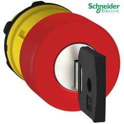 CABEZA DE PULSADOR DE GIRO CON LLAVE ROJO PARADA EMERGENCIA 30/22MM DE DIAMETRO SCHNEIDER ZB5AS934