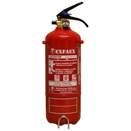 EXTINTOR PORTATIL DE POLVO QUIMICO ABC DE 2KG CON SOPORTE COCHE GOLMAR PI-2