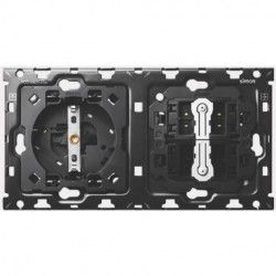 KIT TRASERO 2 ELEMENTOS 1 BASE DE ENCHUFE SCHUKO + 2 CONMUTADORES PULSANTES SIMON 100 10010204-039