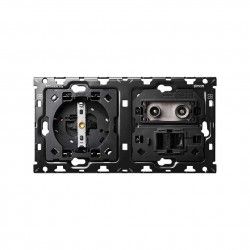 KIT TRASERO 2 ELEMENTOS 1 BASE DE ENCHUFE SCHUKO + 1 TOMA RT-TV/SAT+ 1 RJ45 UTP SIMON 100 10010208-039