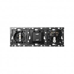 KIT TRASERO 3 ELEMENTOS 1 BASE DE ENCHUFE SCHUKO + 2 USB + 1 INTERRUPTOR PERSIANAS + 1 CONMUTADOR SIMON 100 10010306-039