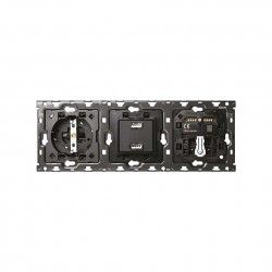 KIT TRASERO 3 ELEMENTOS 1 BASE DE ENCHUFE SCHUKO + 2 USB + 1 INTERRUPTOR PERSIANAS + 1 CRUZAMIENTO SIMON 100 10010307-039