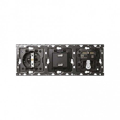 KIT TRASERO 3 ELEMENTOS 1 BASE DE ENCHUFE SCHUKO + 2 USB + 1 INTERRUPTOR PERSIANAS + 1 CRUZAMIENTO SIMON 100 10010307-039