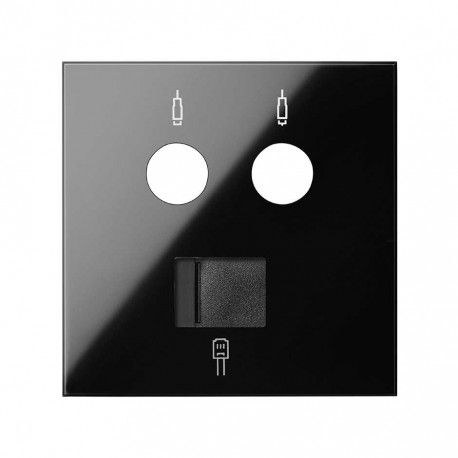 TAPA NEGRA PARA TOMAS R-TV/SAT Y RJ45 SIMON 100 10000072-138
