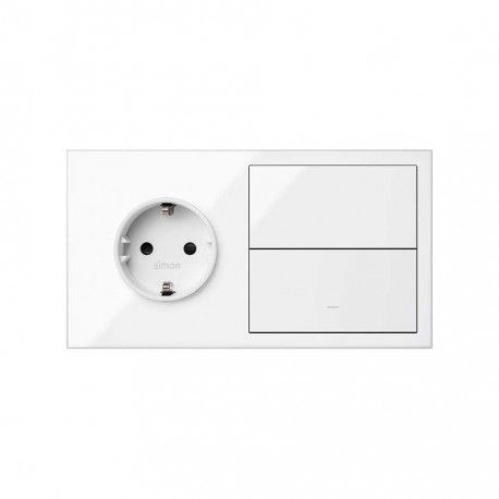 KIT FRONTAL BLANCO 2 ELEMENTOS 1 BASE DE ENCHUFE SCHUKO + 1 TECLA SIMON 100 10020203-130