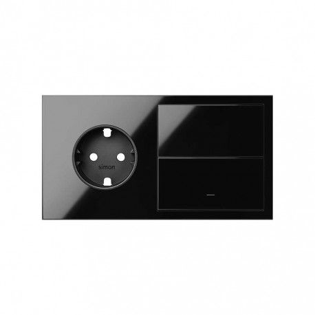 KIT FRONTAL NEGRO 2 ELEMENTOS 1 BASE DE ENCHUFE SCHUKO + 1 TECLA SIMON 100 10020203-138