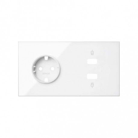 KIT FRONTAL BLANCO 2 ELEMENTOS 1 BASE DE ENCHUFE SCHUKO + TOMA DOBLE USB SIMON 100 10020205-130
