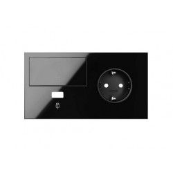 KIT FRONTAL NEGRO 2 ELEMENTOS 1 BASE DE ENCHUFE SCHUKO + 1 TOMA USB + 1 TECLA SIMON 100 10020206-138