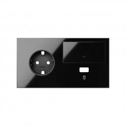 KIT FRONTAL NEGRO 2 ELEMENTOS 1 BASE DE ENCHUFE SCHUKO + 1 TOMA USB + 1 TECLA SIMON 100 10020207-138