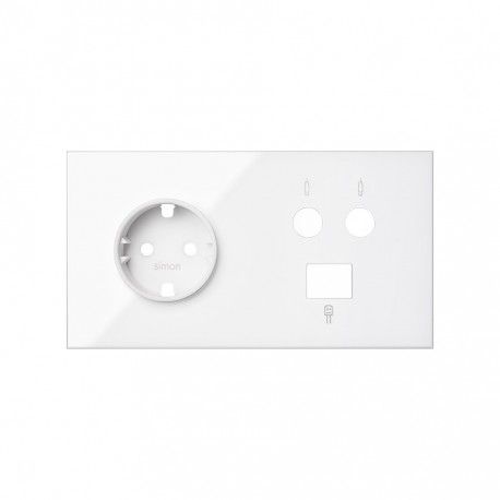 KIT FRONTAL BLANCO 2 ELEMENTOS 1 BASE DE ENCHUFE SCHUKO + 1 TOMA R-TV/SAT + 1 RJ45 SIMON 100 10020208-130
