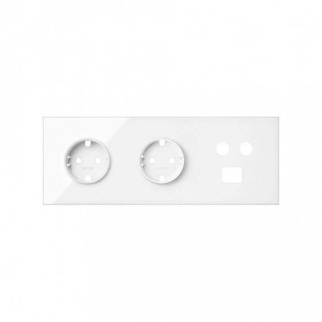 KIT FRONTAL BLANCO 3 ELEMENTOS 2 BASES ENCHUFE SCHUKO + 1 TOMA TV + 1 RJ45 SIMON 100 10020303-130