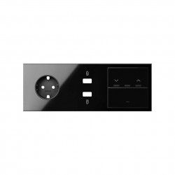 KIT FRONTAL NEGRO 3 ELEMENTOS 1 BASE ENCHUFE SCHUKO + 2 USB + 1 TECLA PERSIANA + 1 TECLA USB SIMON 100 10020306-138