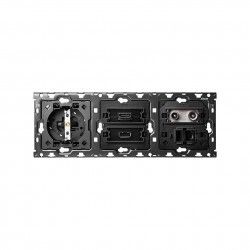 KIT TRASERO 3 ELEMENTOS 1 BASE DE ENCHUFE SCHUKO + 1 HDMI + 1 USB + 1 R-TV/SAR SIMON 100 10010304-039