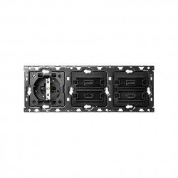 KIT TRASERO 3 ELEMENTOS 1 BASE DE ENCHUFE SCHUKO + 2 HDMI + 1 USB SIMON 100 10010305-039
