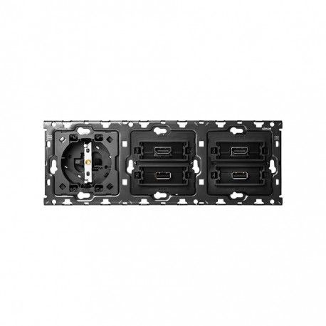 KIT TRASERO 3 ELEMENTOS 1 BASE DE ENCHUFE SCHUKO + 2 HDMI + 1 USB SIMON 100 10010305-039