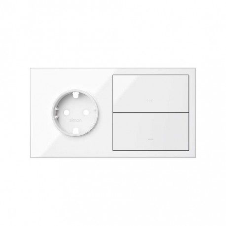 KIT FRONTAL BLANCO 2 ELEMENTOS 1 BASE DE ENCHUFE SCHUKO + 2 TECLAS SIMON 100 10020204-130