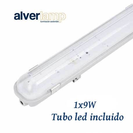 PANTALLA ESTANCA LED 9W 1 TUBO 600MM INCLUIDO IP65 ALVERLAMP LPE1X09C60