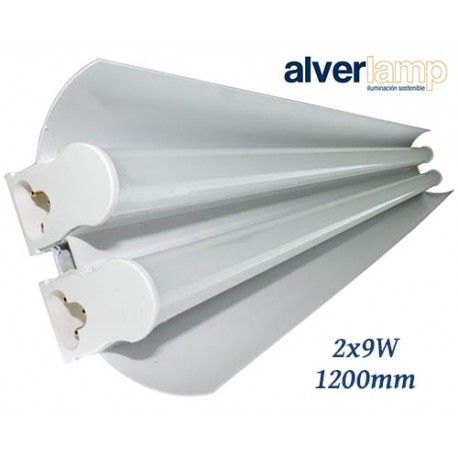 REGLETA LED CON REFLECTOR 18W 2 TUBOS 6000K 600MM ALVERLAMP LRT52X09
