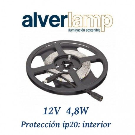 TIRA LED 4,8W 12V PARA INTERIOR 3000-6000K ROLLO DE 5 METROS ALVERLAMP LTH1260