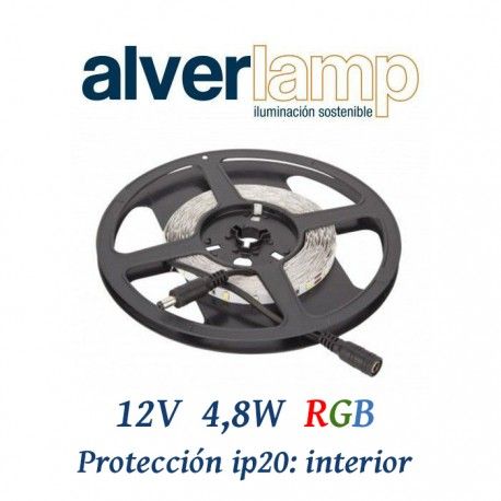 TIRA LED 4,8W 12V RGB PARA INTERIOR ROLLO DE 5 METROS ALVERLAMP LTH12RGB
