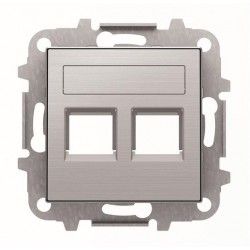 TAPA ACERO INOXIDABLE CON PERSIANA 2 SOPORTE RJ NIESSEN SKY 8518.2 AI