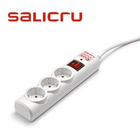 REGLETA PROTECTORA DE SOBRETENSIONES ELECTRICAS 3 BASES SCHUKO SALICRU SPS SAFE 3