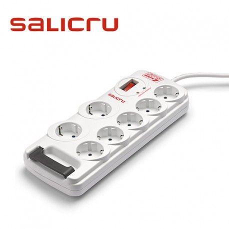 REGLETA PROTECTORA DE SOBRETENSIONES ELECTRICAS 7 BASES SCHUKO SALICRU SPS SAFE 7