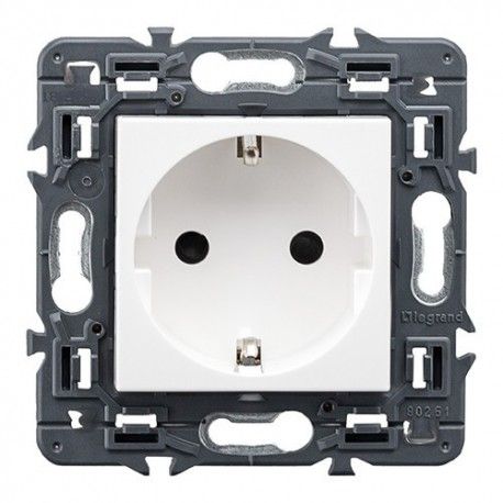 BASE DE ENCHUFE BLANCA 2P+T 16A EMBORNAMIENTO TORNILLOS LEGRAND VALENA NEXT 741220
