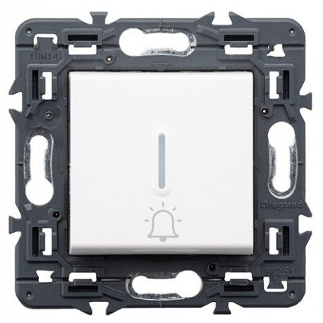 PULSADOR BLANCO ILUMINABLE CON SIMBOLO CAMPANA LEGRAND VALENA NEXT 741259