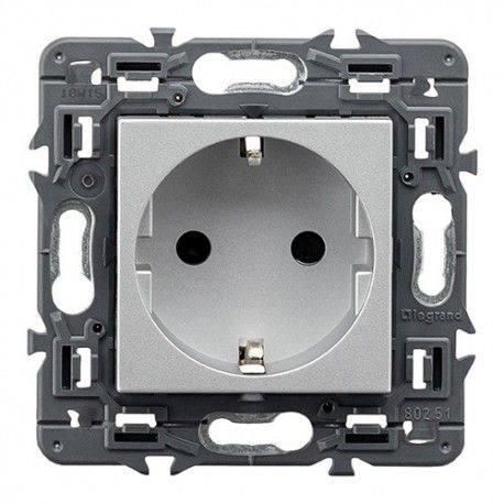 BASE DE ENCHUFE ALUMINIO 2P+T 16A EMBORNAMIENTO TORNILLOS LEGRAND VALENA NEXT 741320